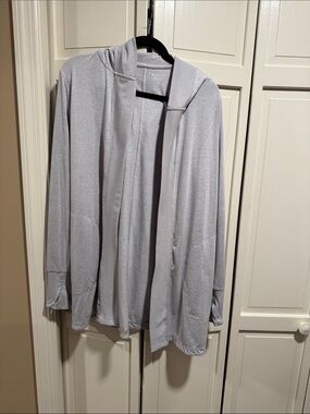 Athleta Light Gray Open-Front Hooded Jacket